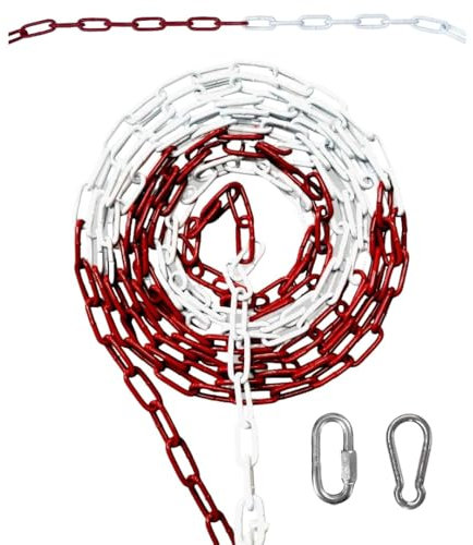 to do home Absperrkette/Stahlkette - 10m Rot/Weiß - 6mm Stärke - Stahl verzinkt - gute Sichtbarkeit - stabil & robust - Absperren von Flächen/Parkplätzen - Absperrung