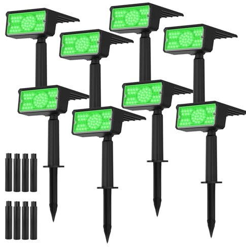 NATPOW Luces Solares LED Exterior Jardin Luz Solar Exterior, Focos Led Exterior Solares, Impermeable IP65 Lámparas Solares para Jardín, Patio, Calzada, Piscina y Camping (8 Piezas)