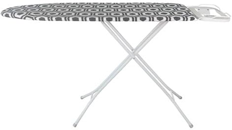 Royalford Ironing Board, Adjustable Height & Iron Rest To Secure Iron In Place, Lightweight & Foldable For Compact Storage, Protective Feet,100% Cotton Fitted Cover - 114 x 33 cm, Green