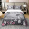 Homemissing Rose Housse de Couette 220x240cm Floral Imprimer Housse de Couette pour garçon et Fille Romantique 100% Coton Parure de Lit Gris Rose Literie Set Decor
