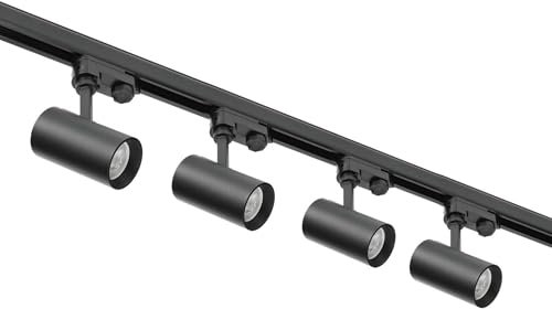 3-Phasen-Schienen-Set NEXTRACK - Schienensystem Komplett-Set mit 4x GU10 Spots und 2m Schiene + Stromversorgung + Kappe (Schwarz, Schiene 2 Meter)