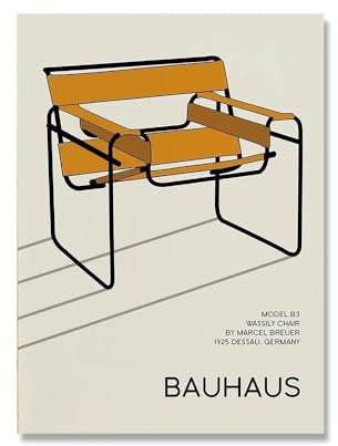 Baibexing Abstraktes Bauhaus-Ausstellungsplakat, Stuhl, Laufender Mann, Geometrisches Leinwandgemälde, Schwarz-Orange, Minimalistisches Wandbild, Heimdekoration, A4 30X40Cm Kein Rahmen