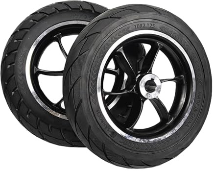 1 Paar 10-Zoll-Elektrorollstuhl-Hinterrad, 10×2.125/10×2.5 Vollrad-Ersatzteile, Aluminiumnaben mit Gummireifen(10x2.125)