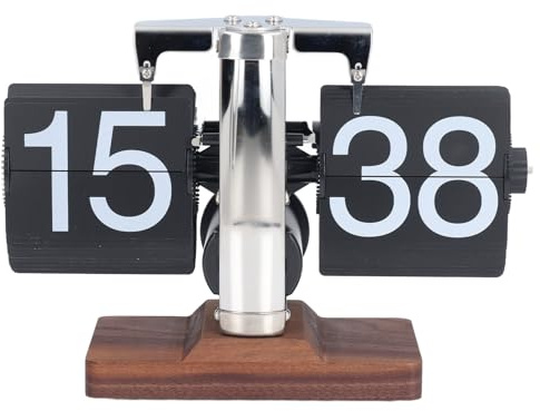 Lwuey Klappuhr Schreibtisch, Flip Uhr Wortuhr Wecker Tischuhr Vintage | Retro Deko Klappzahlenuhr Batteriebetriebene Automatische Drehrohr 24 Stunden Einseitig Große Zahlen Für Zuhause Zimmer Büro