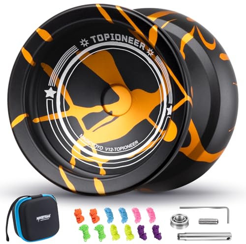 MAGICYOYO V12 Profi JoJo Finger Spin Yoyo für Anfänger & Fortgeschrittene, Duales Metall-JoJo Reaktionsfähig & Nicht-Reaktionsfähig, Robustes Aluminium-Legierung Trick-JoJo, Inklusive Yoyo-Lager-Set