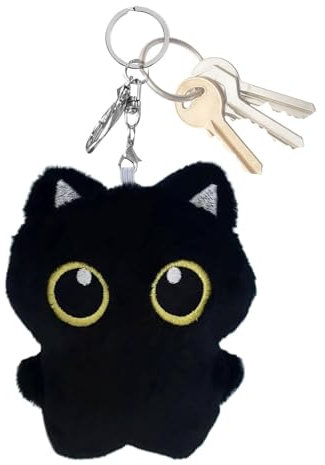 Porte-clés en peluche pour chat - Porte-clés en peluche pour chat noir | Porte-clés portable chat noir | Chat noir en peluche dessin animé en peluche porte-clés charme | Porte-clés chat pour sacs