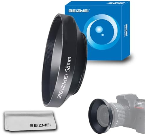 58 mm Metal Lens Hood for Wide Angle Lenses - Compatible with All 58 mm Threaded Lenses (General Type) (58 mm Wide-Angle Light Shield)