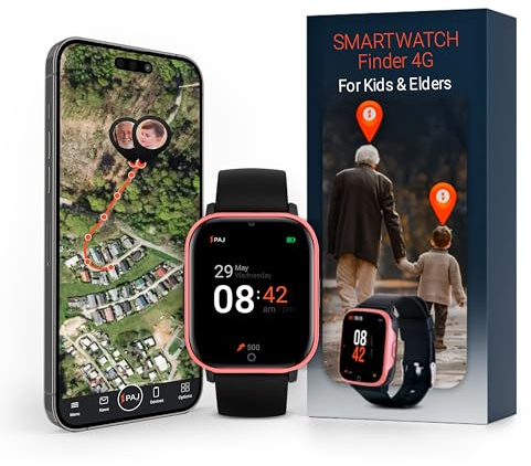 PAJ GPS Tracker für Kinder - Mini GPS Tracker Kinder mit Sprachnachrichten - Ortungsgerät mit SOS-Notrufknopf - Live Tracking, Geozaun und weitere Alarmbenachrichtigungen im Notfall (Smartwatch Pink)