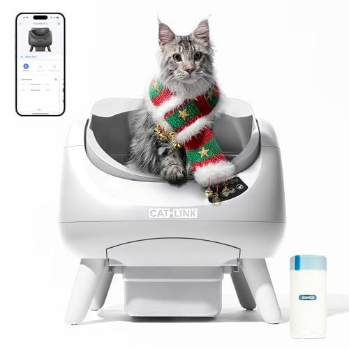 CATLINK Självrengörande Kattlåda för Katt, Automatisk Kattlåda med Öppet Topplock, 5G Wi-Fi Anslutning, Stor Kapacitet 12L, för Alla Typer av Kattsand, Idealisk för Flerkattshushåll (Vit)
