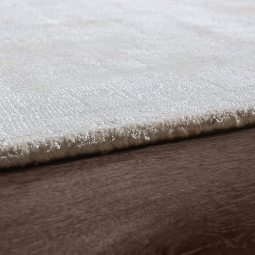 KADIMA DESIGN Teppich Viskose Unifarben Wohnzimmer schmutzabweisend Creme Rechteckig 120x170 100% Viskose, Rücken aus Baumwolle Florhöhe: 8 mm pflegeleicht