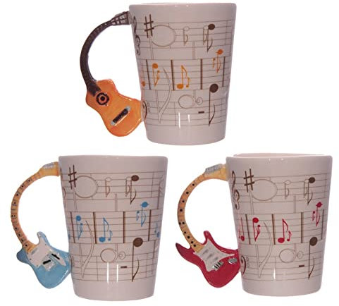 Puckator Ceramic Mug with Acoustic/Electric Guitar Handle - Designed by Ted Smith