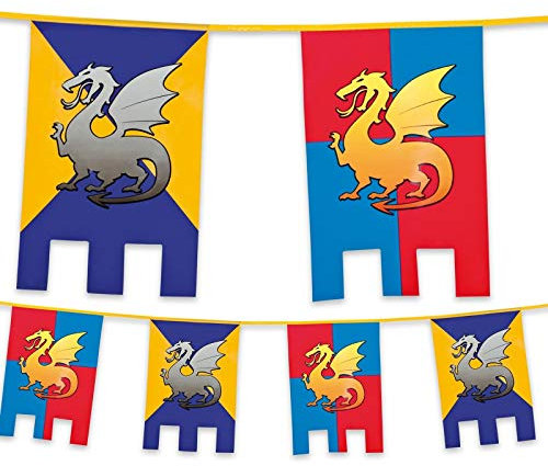 Banderines de caballeros y dragones de 6 m, diseño de tronos medievales, banderas de decoración de fiesta, casta colgante