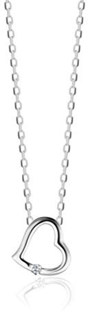 Orovi Schmuck Damen Diamant Herz–Kette Gold mit Herzanhänger besetzt mit natürlichem Solitär Diamant in einer Spannungsfassung Zeitlose klassische Halskette Weißgold 18 Karat(750), 45 cm lang