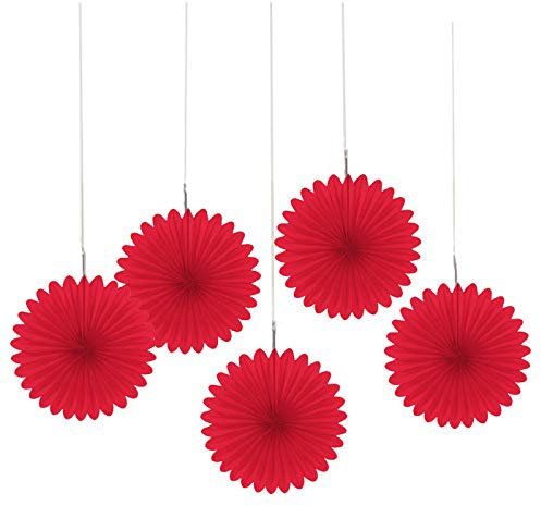 PARTY DISCOUNT Deko-Fächer rot, 15.2 cm, 5 STK.