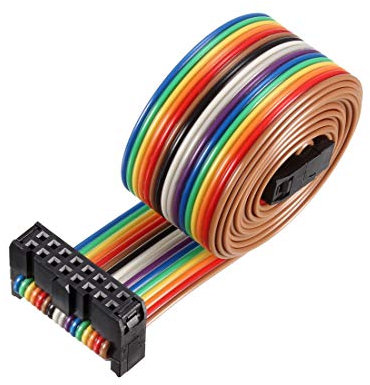sourcing map IDC Regenbogen Draht Flachbandkabel 16P A-Typ FC/FC Anschluss 2,54mm Steigung 1m