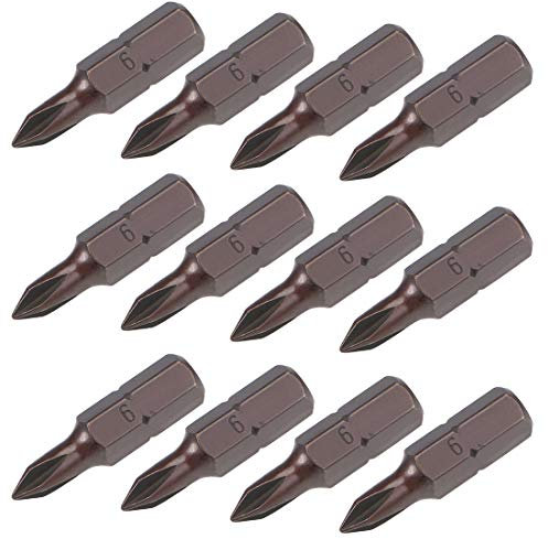 sourcing map 12Stk. Kreuzschlitzbit 1/4Zoll Sechskant Schaft 25mm Länge Kreuz PH0 Magnetisch Schraubendreher S2 Schraubenzieher Bit