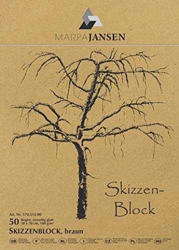 MarpaJansen Skizzenblock - braun - Kopfgeleimt - (50 x 70 cm, 50 Bogen, 100 g/m²)