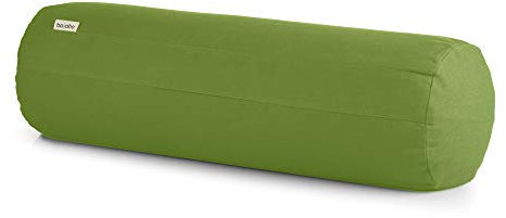basaho Yoga Bolster Yogarolle | Bio-Baumwolle | Buchweizenschalen | Abnehmbarer und waschbarer Bezug | Yoga Rolle Yogakissen (Blattgrün)