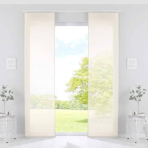 Gardinenbox 2er Set Schiebegardinen »Nizza« Baumwoll-Voile Halbvoile HxB 245x60 cm Creme Transparent Flächenvorhang mit Paneelwagen und Beschwerungsstange, 2019032-2