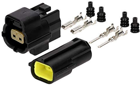 Kalitec KALI-2102 Econoseal J Set a 2 poli, 0,5-1,5 mm², connettore per auto 12 V, impermeabile, IP67, connettore rettangolare per auto, materiale della cassa: PBT I, uscita cavo 180°, connettore nero