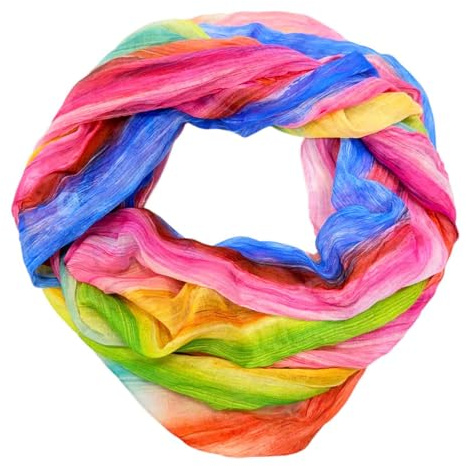 JameStyle26 Farbverlauf Seide Sommer Loop Verlauf Regenbogen Rainbow Silk Uni Rundschal Schlauchschal Stola Schal leicht