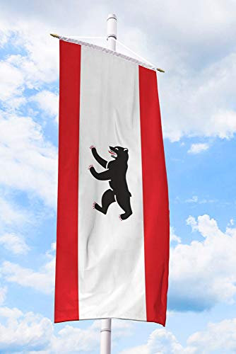 Deitert Bundesland-Flagge Berlin –120x300 cm Berlin-Flagge mit Wappen, Bannerfahne aus reißfestem Polyester, Berlin-Fahne mit Doppelsicherheitsnaht gesäumt