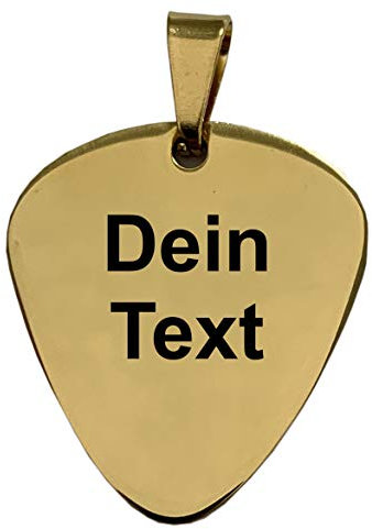 elbedruck Plektrum Edelstahl Anhänger graviert, Plektron mit Wunschtext Name personalisiert, Gravur Plektren Gitarren Pick Lasergravur Personalisieren für Kette oder für Schlüsselanhänger
