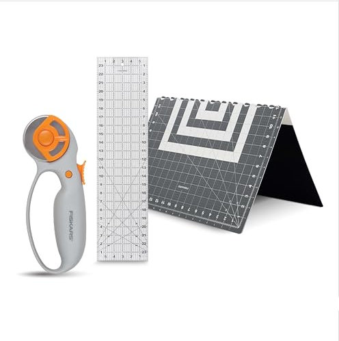 Fiskars 133130-1001 Drehschneide-Set Näh-Rotationsset, Acryl, Weiß/Grau, 25L x 19W