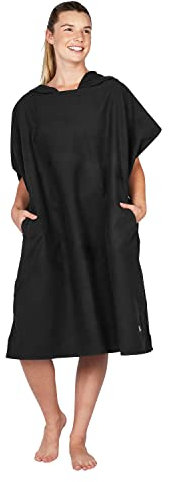 Dock & Bay Adult Beach Poncho - Hooded Towel with Deep Pockets - For Beach & Pool - Super Absorbent, Quick Dry - Fuji Black, Small (85x65cm, 33x26)