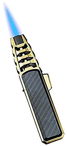 Turbine Torcher, 6.7 Inch Refillable Windproof Jet Flame Adjustable Butane Lighter with Gift Box,for Grill Kitchen BBQ Camping,Butane Not Included (Black)