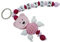 Schlüsselanhänger mit Namen personalisiert - 3D Bär mit Häkelperle - rosa pink - Namensanhänger für Kinder Mädchen