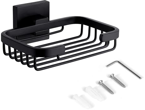 SEIDO Matte Black Soap Dish for Shower Wall, Black Bar Soap Holder for Bathroom & Kitchen, 304 Stainless Steel Wall Mount Soap Dish Holder, 4.8 L x 3.2 W Internal
