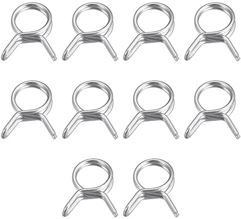 sourcing map Double Wire Spring Hose Clamp, 50pcs 304 Stainless Steel 7mm Inner Dia Fit 7.8mm-8.2mm OD Hose Fuel Line Silicone Tube Spring Clips