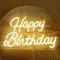 HFHungkeong Toile de fond murale néon Happy Birthday à LED pour décoration de mariage, bar, café, fête de Noël, cadeau pour enfants, réutilisable, alimentation USB 5 V (blanc chaud)