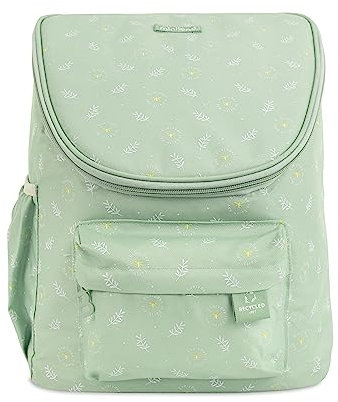 Miniland - Bolsa nevera fabricada en textil reciclado de grandes dimensiones apta para colgar en el carro del bebe (Ecothermibag Lunch Green)
