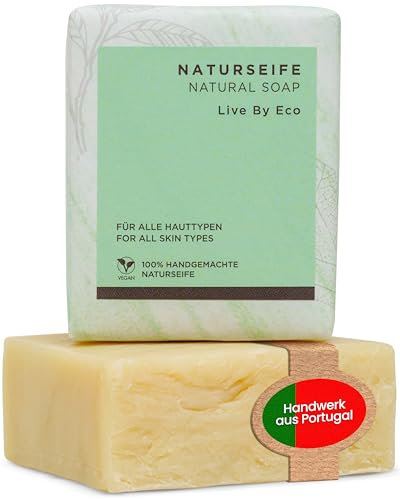 Live By Eco Naturseife - Natürliche Seife für alle Hauttypen - milde Reinigung mit fester Seife - handgemachte Naturseife - als Gesichtsseife und Körperseife - sanfte Gesichtsreinigung vegan - 100g