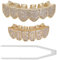 Hip Hop Zähne, Polierte Zähne Zahnspange Microset Diamond Braces Bling Zähne Dekoration für Halloween Zahnpflegesets Party Performance (Gold)