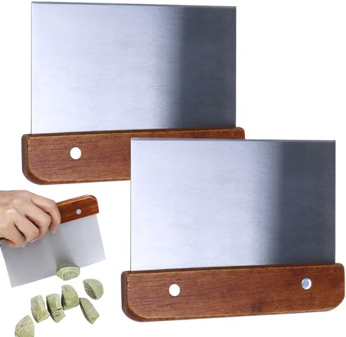 2 Stück Teigkarte, Teigschaber Edelstahl küchenschaber küchenschneider Mehrzweck Teigschaber 15cm Schaber mit Holzgriff für Pizzateig Kuchen Backzubehör