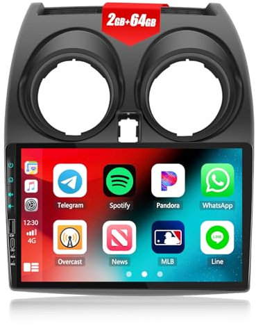 2G+64G CAEMCHO Android 13 Radio de Coche GPS para Nissan Qashqai J10 2006-2013,Pantalla Táctil de 9 Pulgadas con Carplay y Android Auto Mirrorlink RDS FM Bluetooth+Cámara Trasera