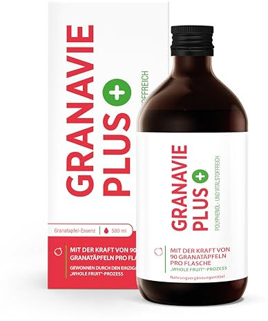 cellavent healthcare Granavie PLUS – Grenade concentré biologique – 45 000 mg de polyphénols/L – Puissance 90 Grenades dans 500 ml – 25 portions