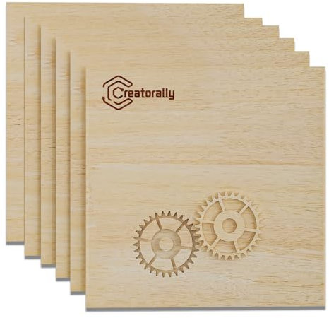Creatorally Compensato 3mm, Legno Fai Da Te per Laser 30x30 cm, Compensati Gomma Impiombato 6 Pezzi Pannelli Impiallacciatura Legnoso Tavole per Incisione Taglio Artigianato Non Finito Grezzo