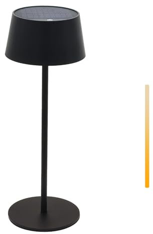 ANTELA Solar Tischlampe Kabellos Dimmbare LED Tischleuchte Outdoor Aufladbar Warmweißes Licht 3000K für InnenAußen Restaurant/Schlafzimmer/Bar,IP44,Schwarz,1PC