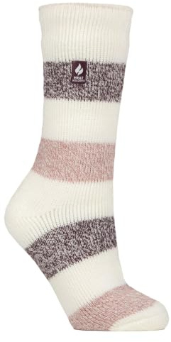 HEAT HOLDERS – Womens Thermal Socks, Thick Fluffy Winter Socks Size 4-7 | Warm Socks for Indoor & Outdoor Wear (UK, Numeric, 4, 7, Regular, Regular, Cream/Muted Coral)