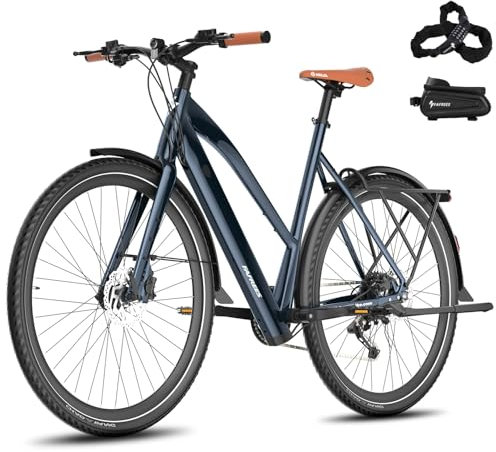 Fafrees F700 E Bike 28 Zoll, Elektrofahrrad 250W 25km/h, Ebike Herren 10Ah Akku, City E-Bike Damen Drehmomentsensoren, Pedelec Hydraulische Scheibenbremsen, Reichweite 100km (W, Blau)