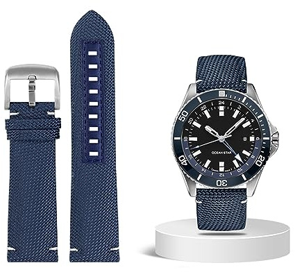 ZGBQHQN 22mm Nylon Waterdes Watchband für MIDO M026.629/430 Ocean Star M042.430 Ersatz Armband Band Herrenzubehör für Männer