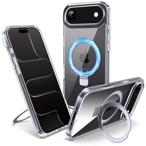 Flyzoo Magnetisch Ständer Hülle für iPhone Air - [Unsichtbarer Ständer] [Kompatibel mit MagSafe] [Vergilbungsfrei & rutschfest] Stoßfest Durchsichtig Handyhülle, 6.5'', Clear