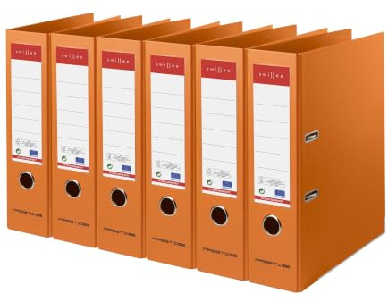 Prestige Swissee A4 Büro-Ordner | Maxi Breit, Orange | Eleganter und robuster Hebelordner mit beidseitig beschriftbarem Rückenschild