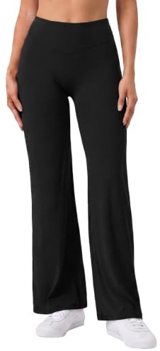Fisoew Damen Flared Yogahose Hohe Taille Leggings Bootcut Sporthose Fitness Gym Schlaghose