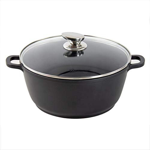 SQ Professional NEA Die-Cast Aluminium Stockpot with Lid - Non-Stick Coating (Black, 20cm)