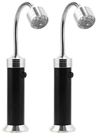 Vegena 2 PCS LED Luz de Parrilla Magnética, Parrilla LED Luces con Base Magnética, 360 Grados Rotación, Ajustable, Flexible Cuello, para Exteriores, Barbacoa, Camping, Fiesta, Leer, BBQ ect (Negro)